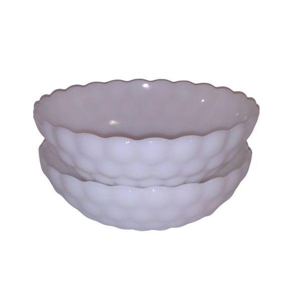 Anchor Hocking Other - Bubble Milk Glass by ANCHOR HOCKING Set of (2) 8" Round Vegetable Bowls